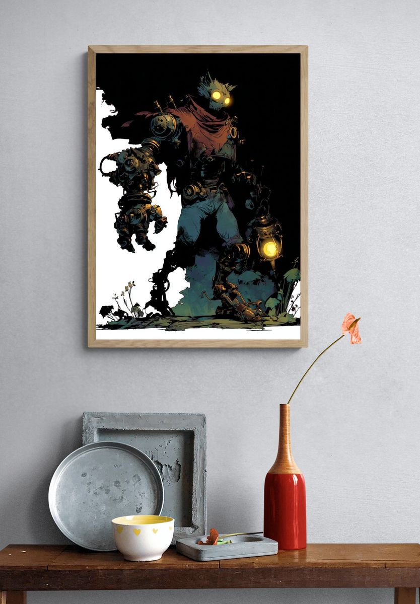 Mechanical Guardian — Digital Art Print. — room view 3