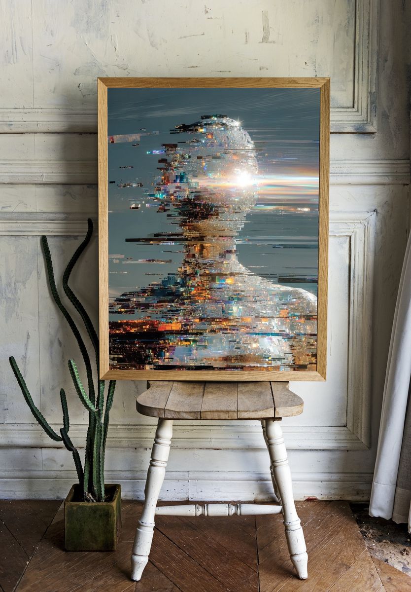 Glitching Human Form — Digital Art Print. — room view 1