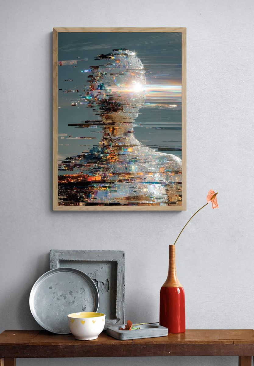 Glitching Human Form — Digital Art Print. — room view 3