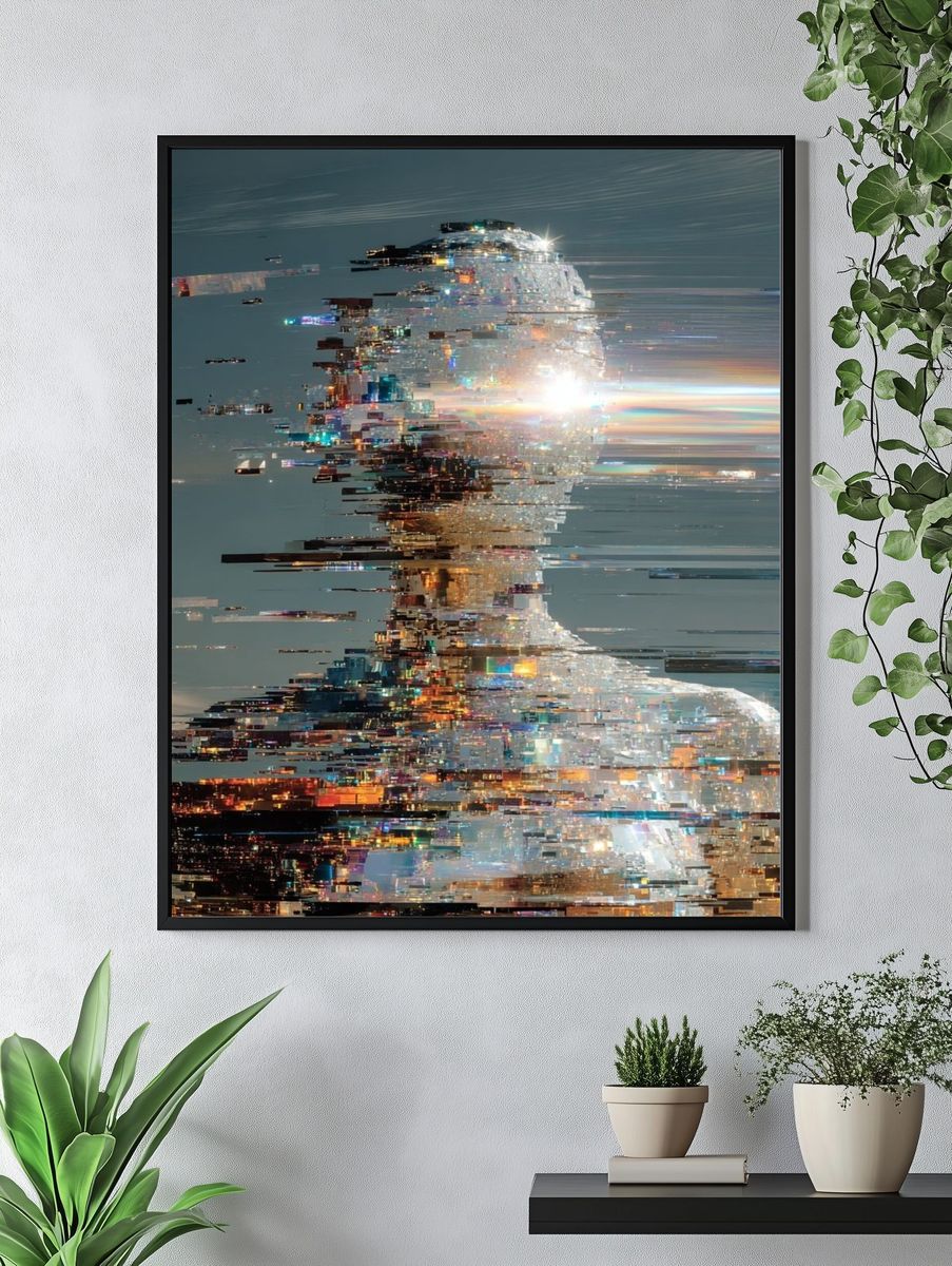 Glitching Human Form — Digital Art Print. — room view 4