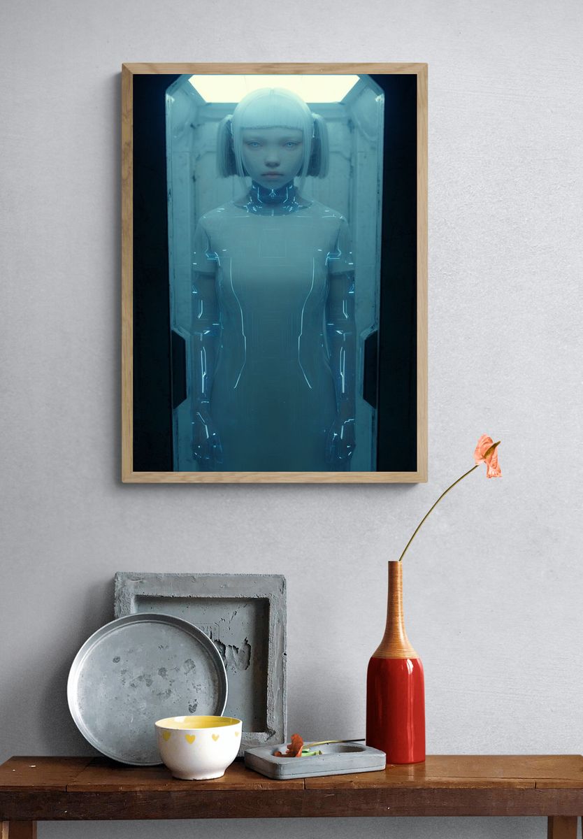 Futuristic Android — Digital Art Print. — room view 3