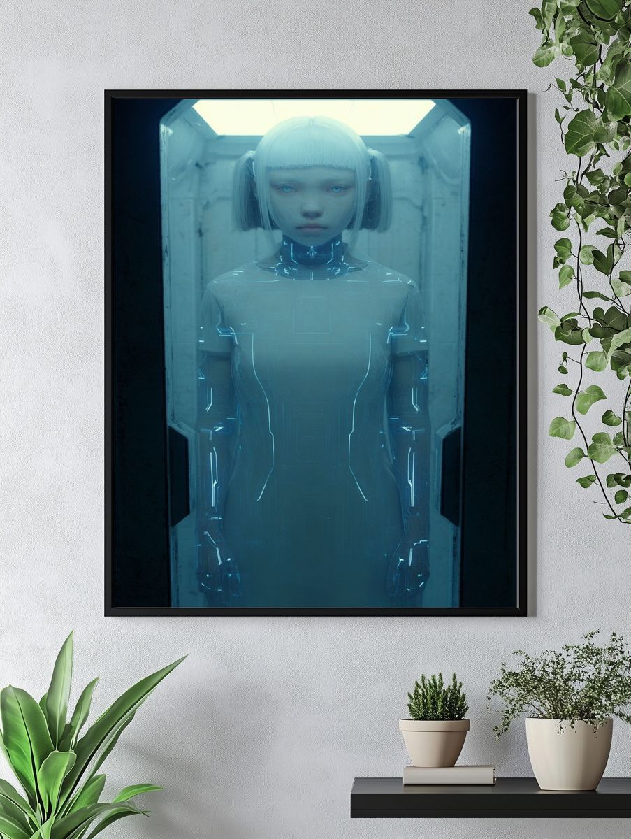 Futuristic Android — Digital Art Print. — room view 4