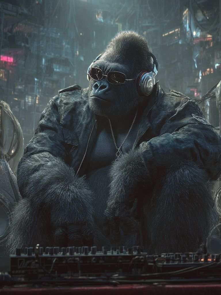 DJ Gorilla — Digital Art Print. poster — illustration art