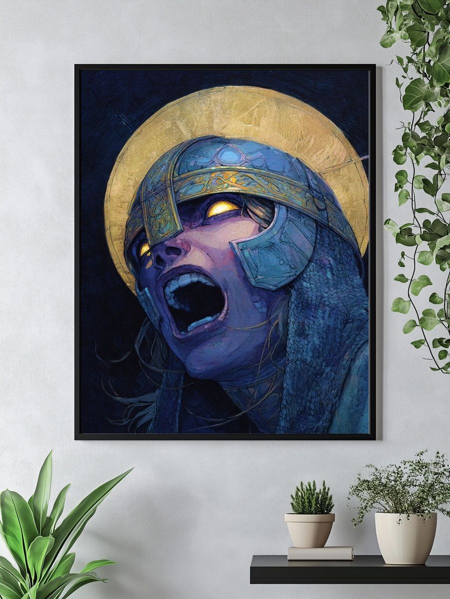 Fierce Warrior — Digital Art Print. — room view 4