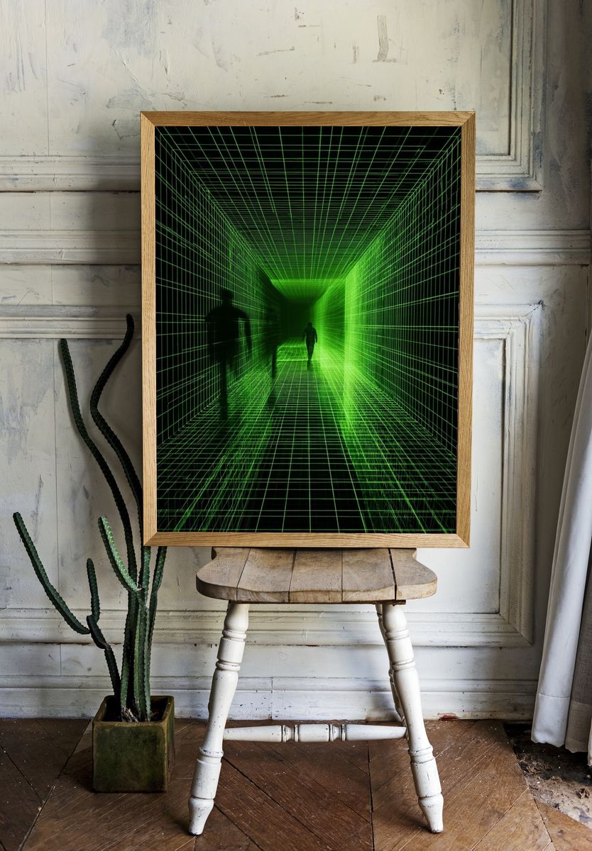 Digital Grid Corridor — Abstract Poster. — room view 1