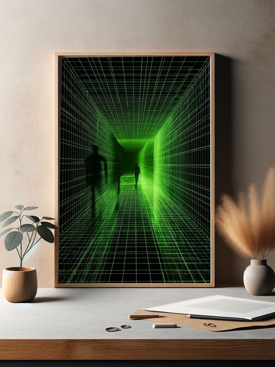 Digital Grid Corridor — Abstract Poster. — room view 2
