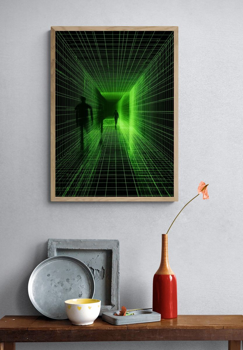 Digital Grid Corridor — Abstract Poster. — room view 3