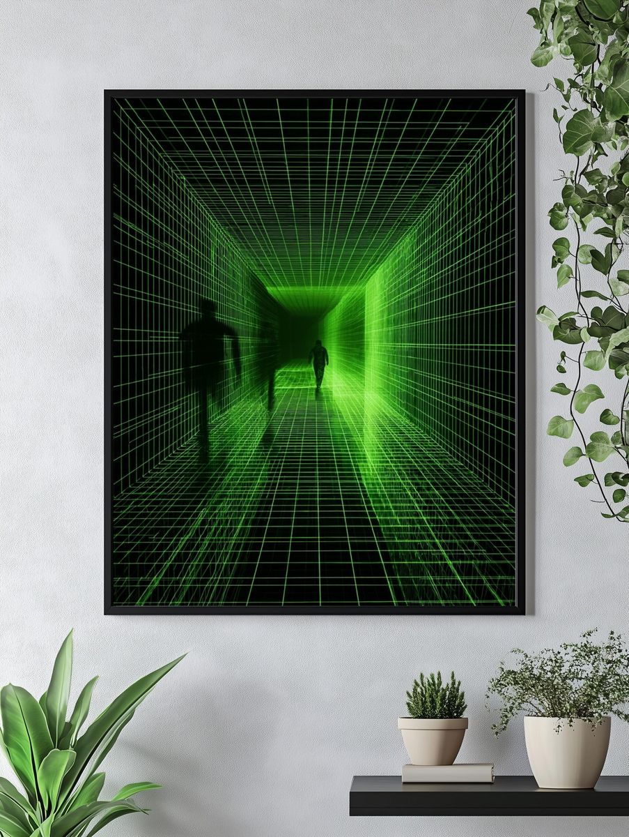 Digital Grid Corridor — Abstract Poster. — room view 4