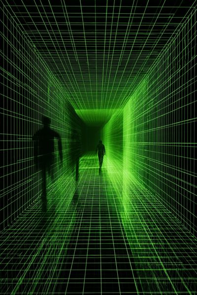 Digital Grid Corridor — Abstract Poster. poster