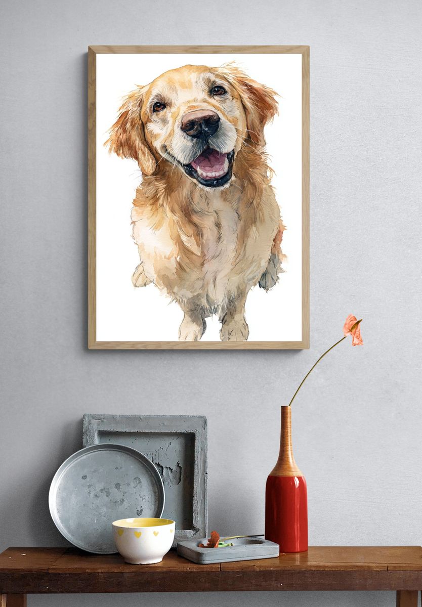 Golden Retriever Watercolor Poster. — room view 3