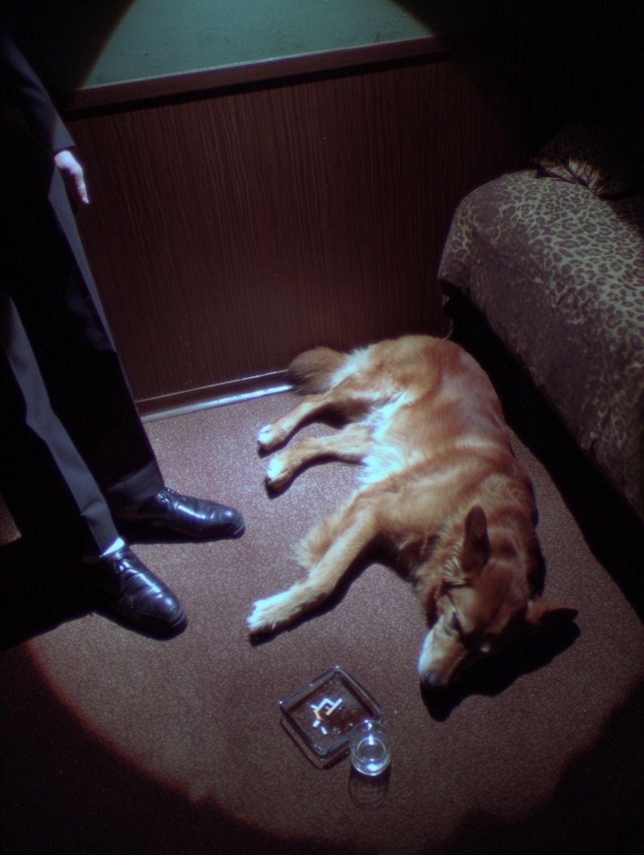 Golden Retriever in a Dim Room — Photography Print. poster — photography art