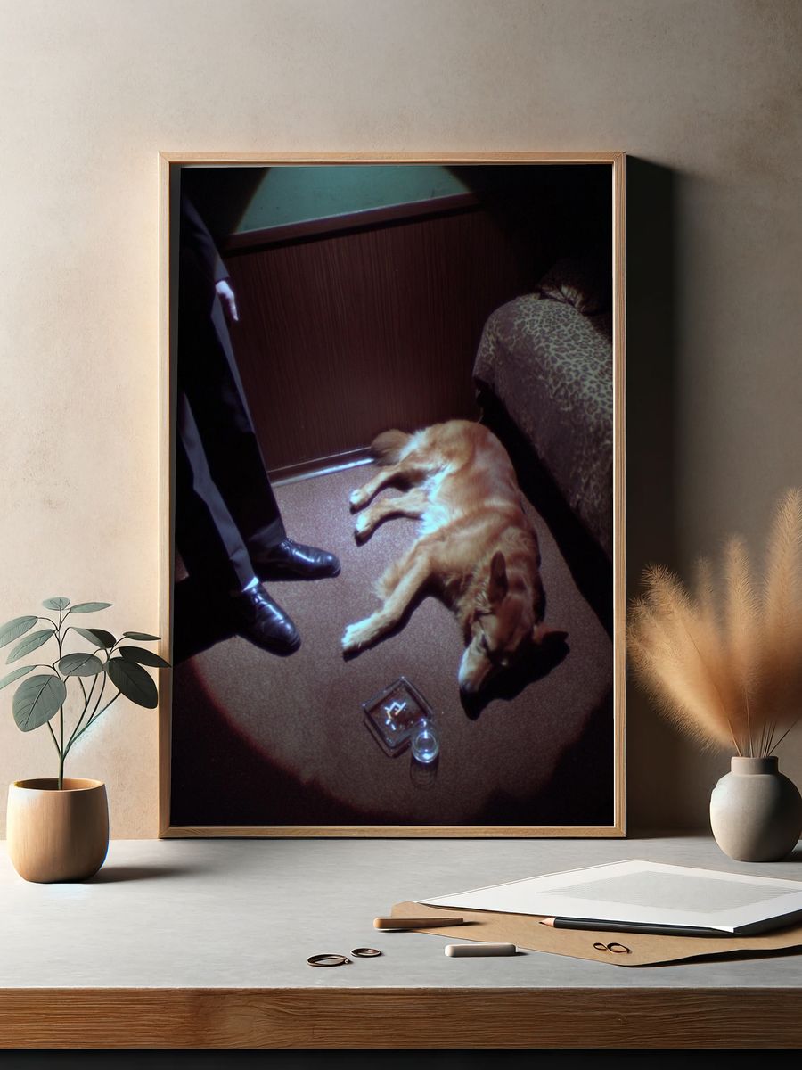 Golden Retriever in a Dim Room — Photography Print. — room view 2