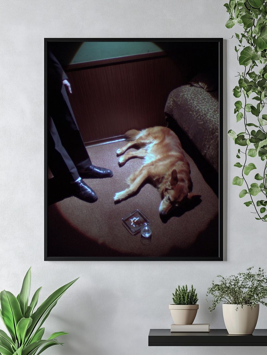 Golden Retriever in a Dim Room — Photography Print. — room view 4