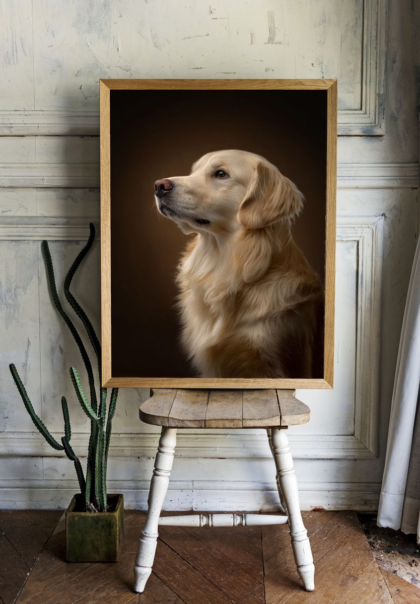 Golden Retriever Portrait Poster. — room view 1