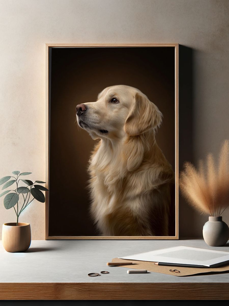 Golden Retriever Portrait Poster. — room view 2