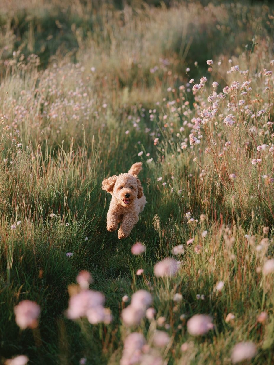 Happy Dog Running in a Field — Photography Print. poster — animals art