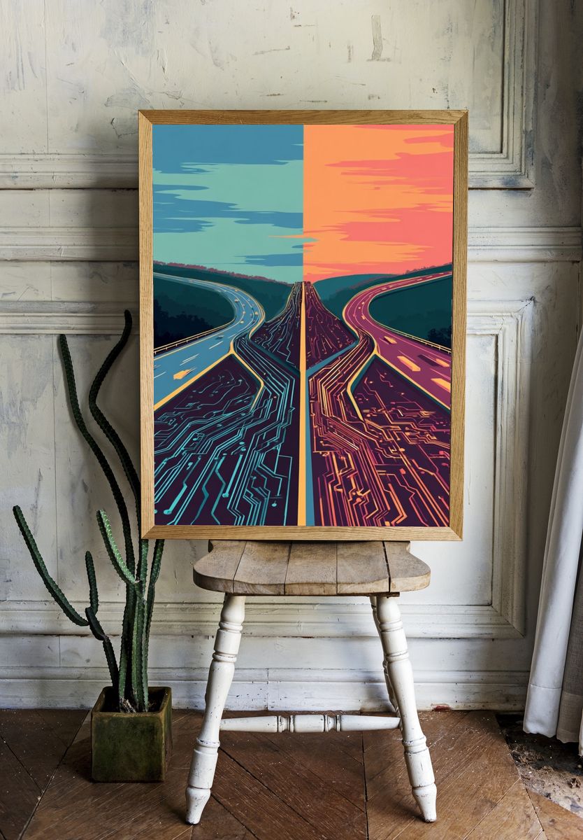 Digital Highway — Illustration Print. — room view 1