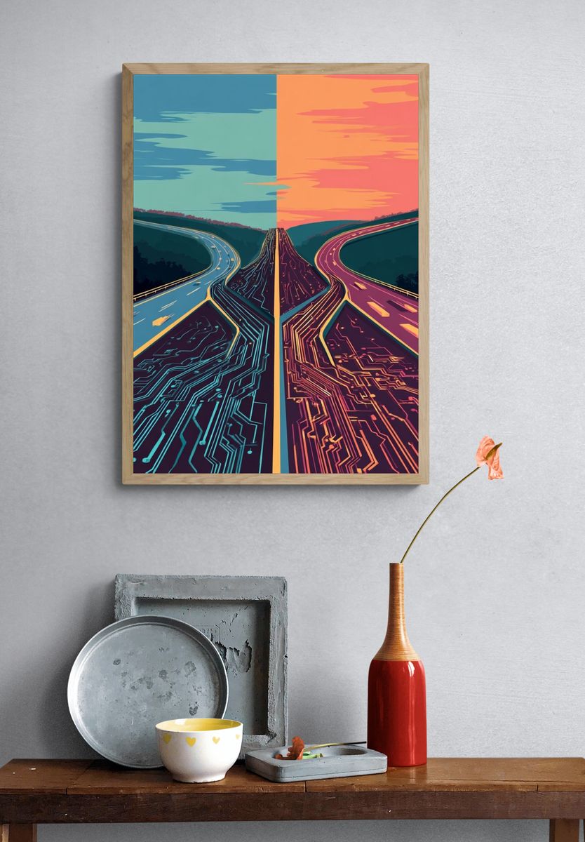 Digital Highway — Illustration Print. — room view 3