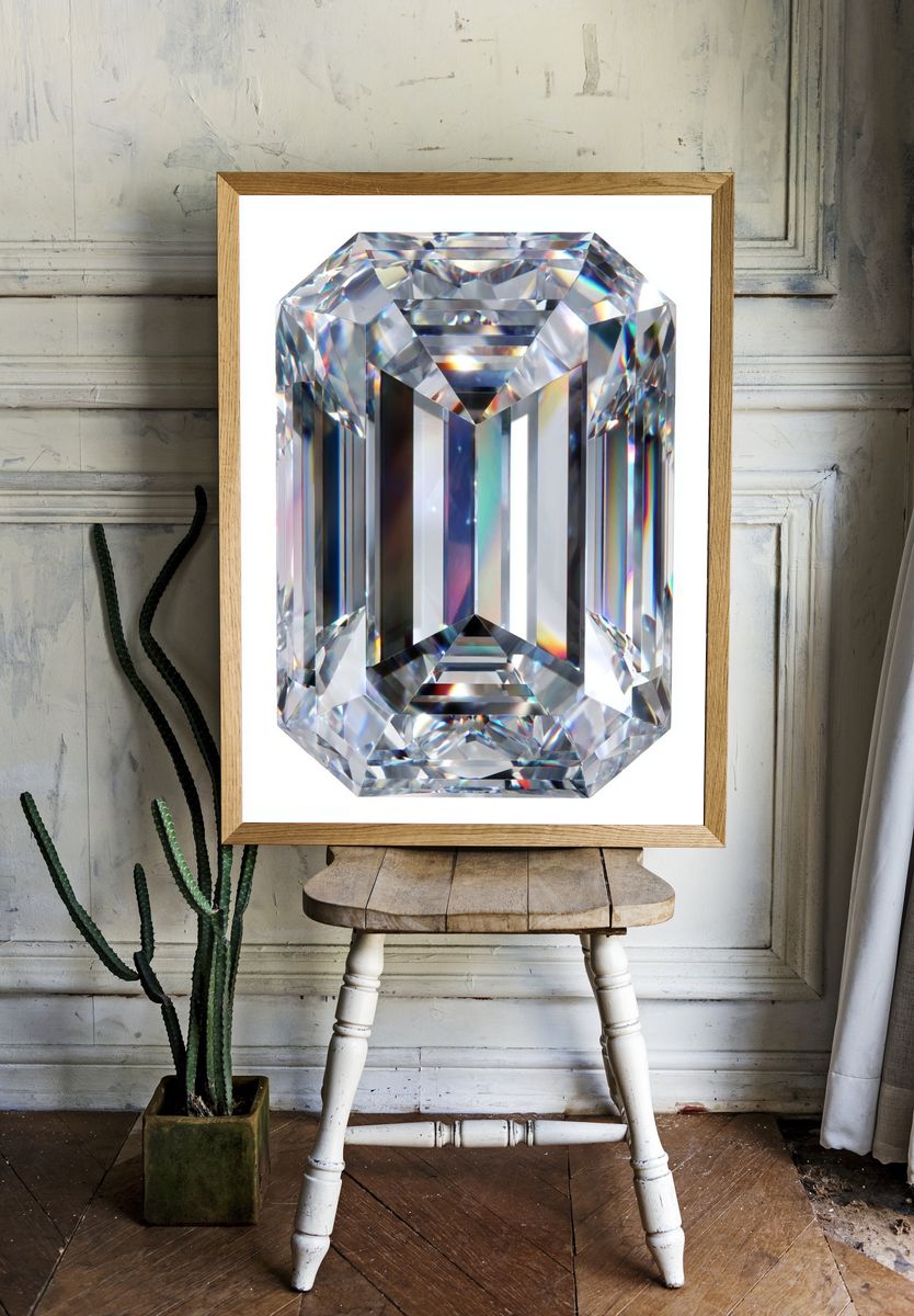 Faceted Diamond Illustration Poster. — room view 1