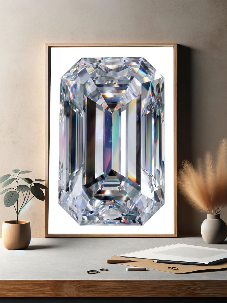 Faceted Diamond Illustration Poster. — room view 2