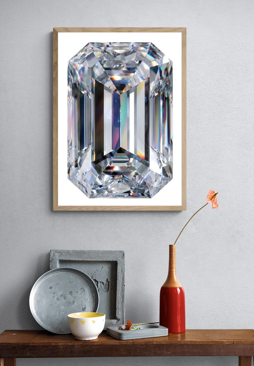 Faceted Diamond Illustration Poster. — room view 3