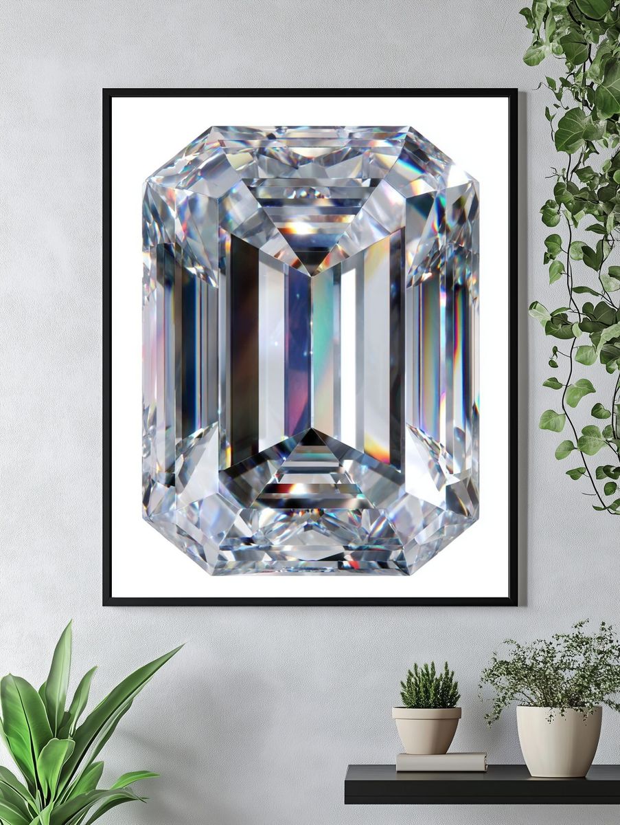 Faceted Diamond Illustration Poster. — room view 4