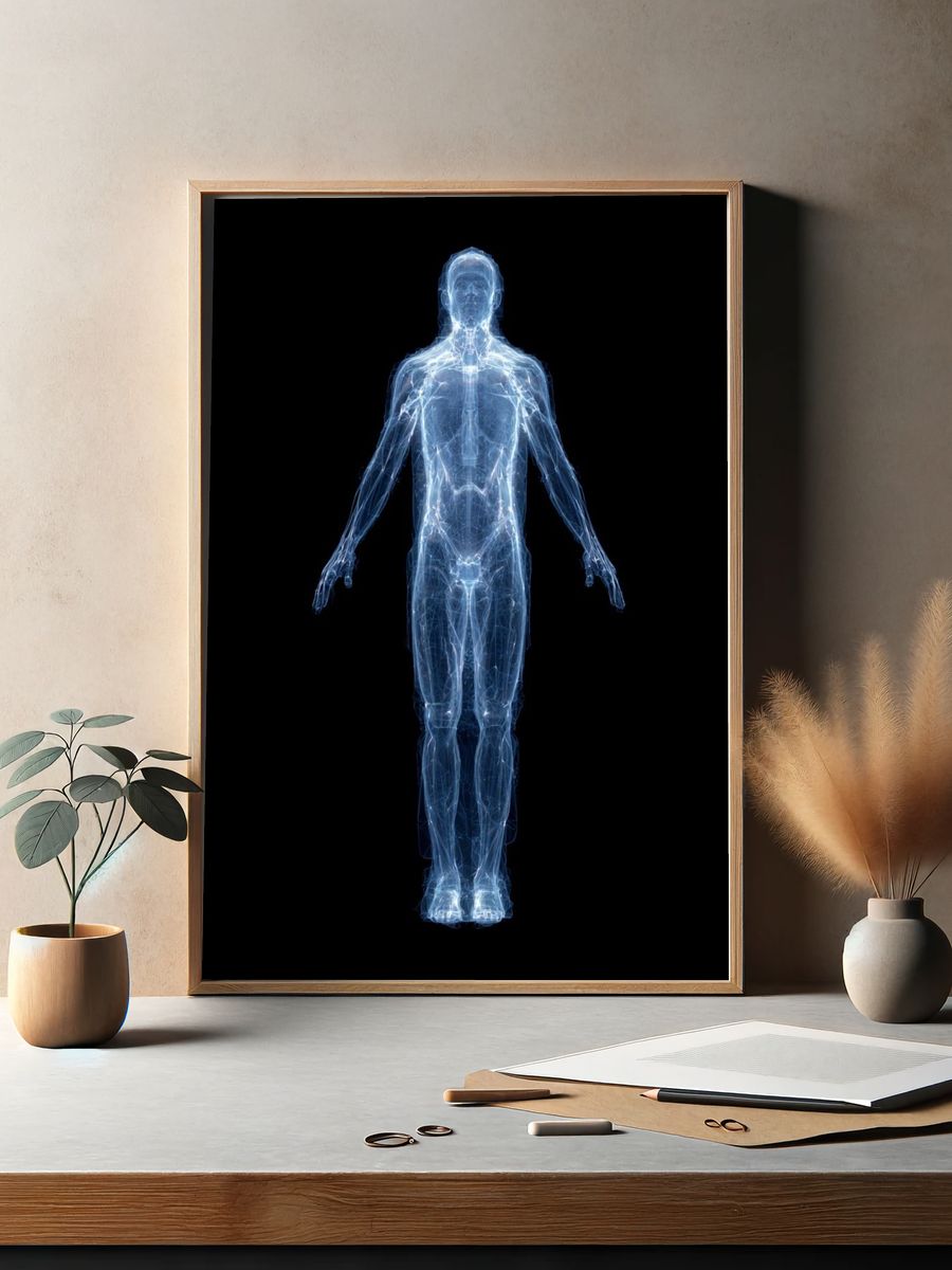 Holographic Human Figure Digital Art Poster. — room view 2
