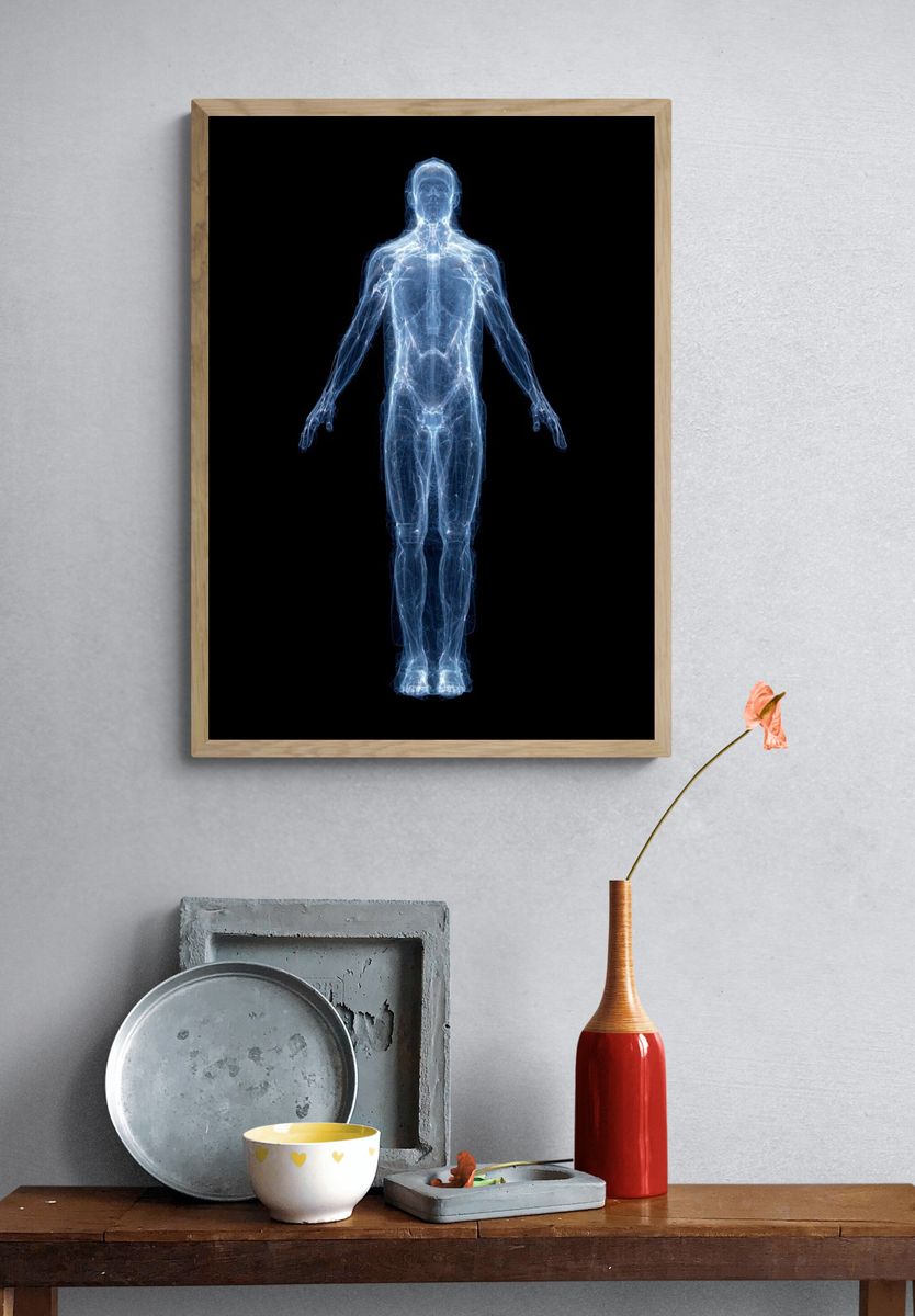 Holographic Human Figure Digital Art Poster. — room view 3
