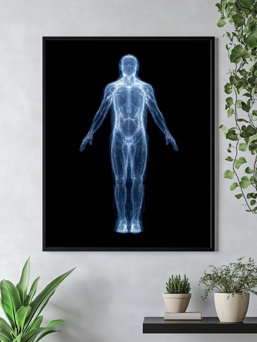 Holographic Human Figure Digital Art Poster. — room view 4