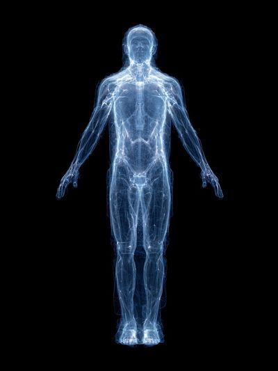 Holographic Human Figure Digital Art Poster. poster print