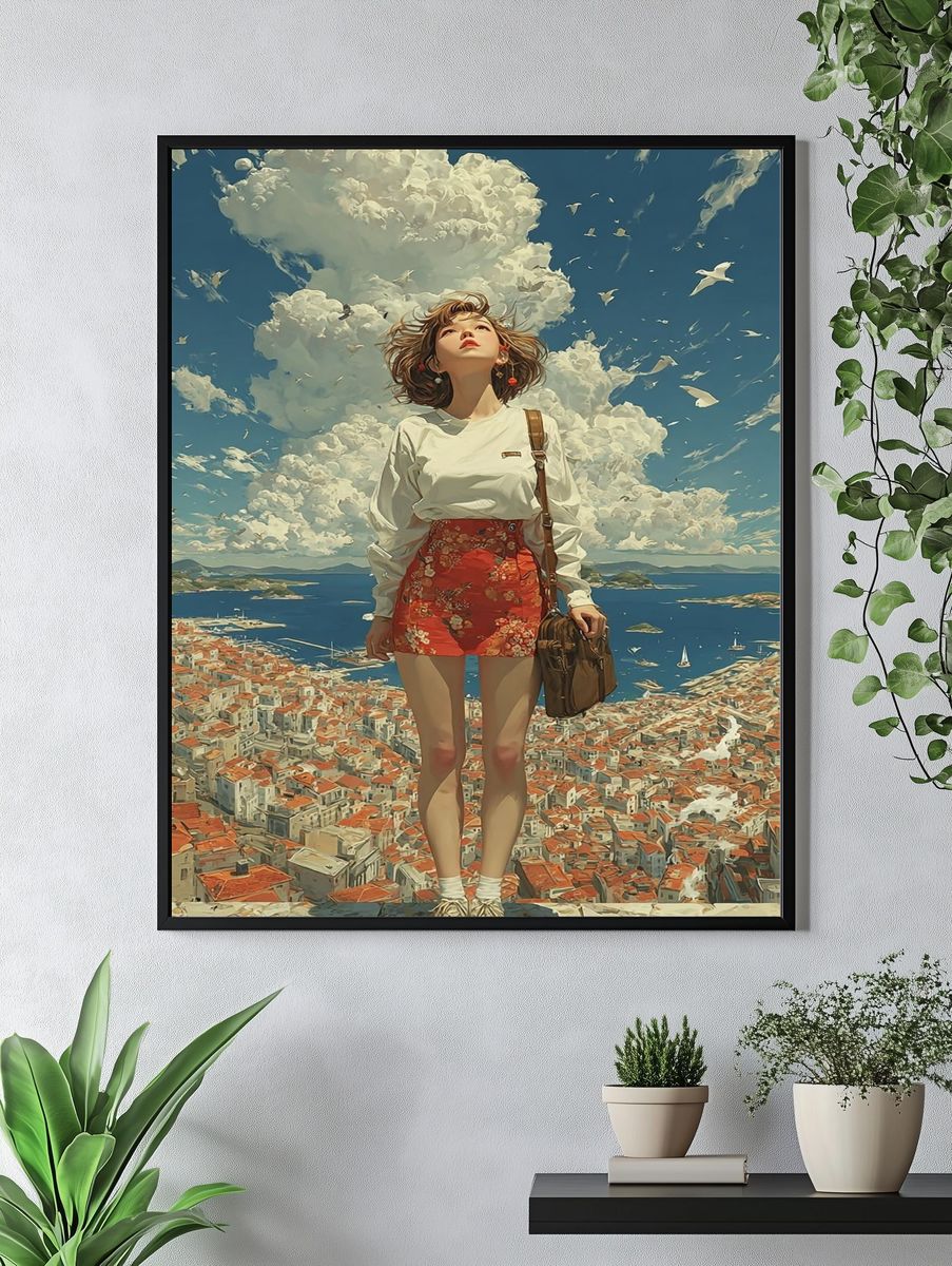 Dreamy Coastal Girl Digital-Art Poster. — room view 4