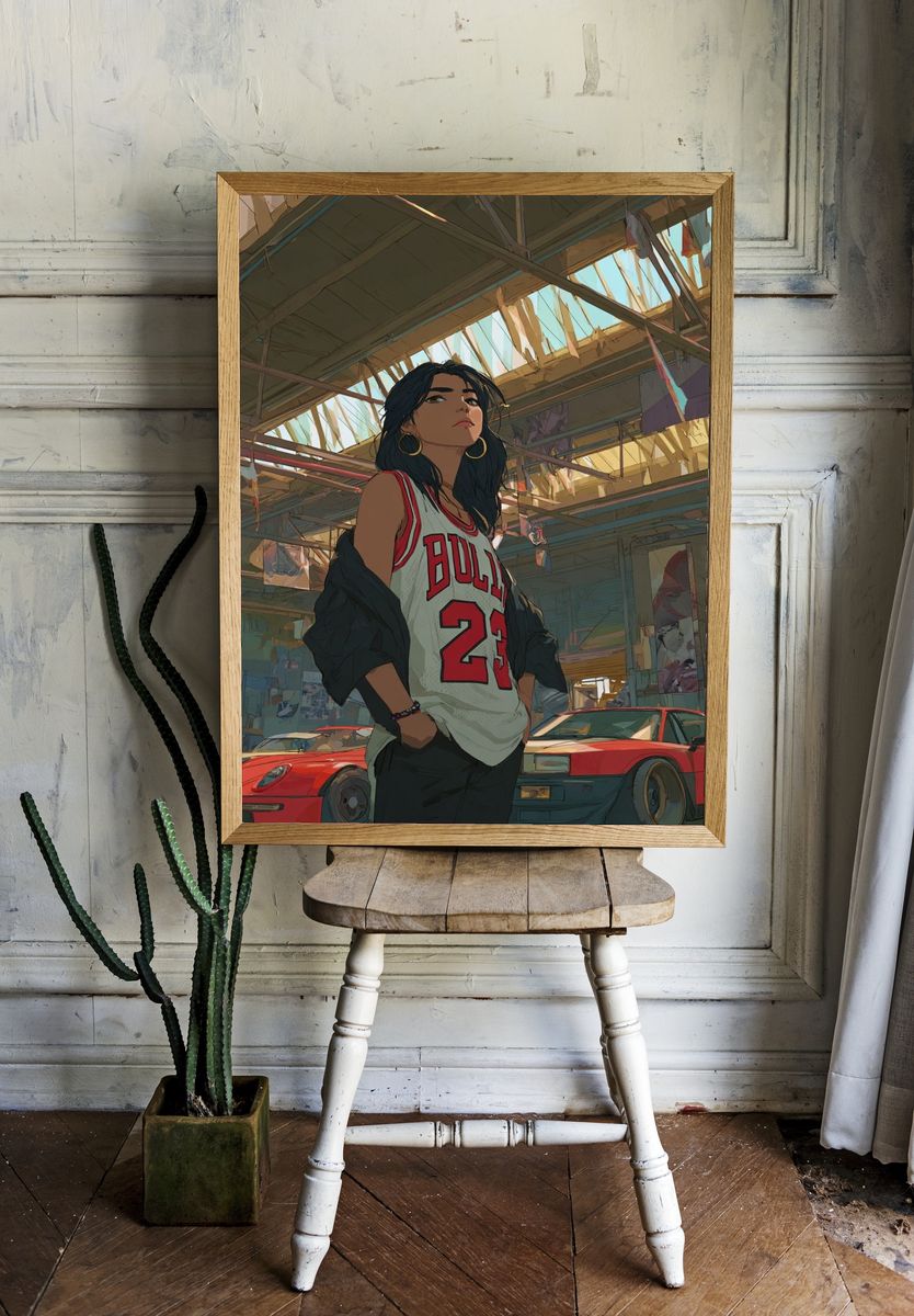 Urban Streetwear Girl — Digital Art Print. — room view 1