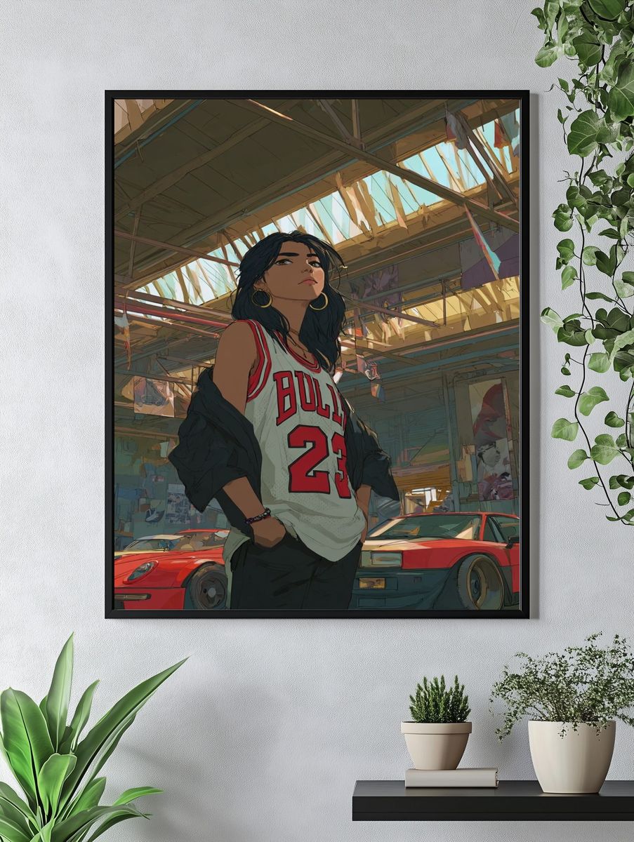 Urban Streetwear Girl — Digital Art Print. — room view 4