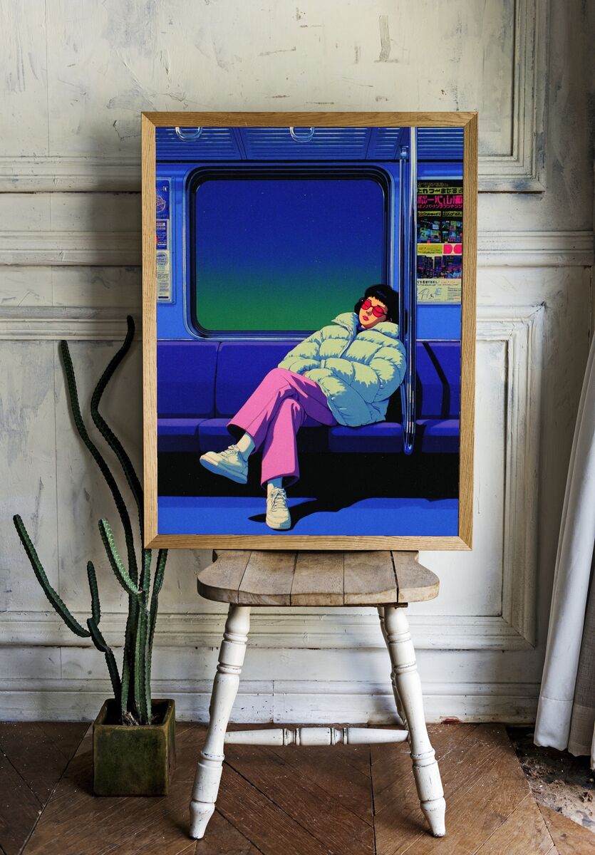 Chic Subway Dreamer — Digital Art Print. — room view 1