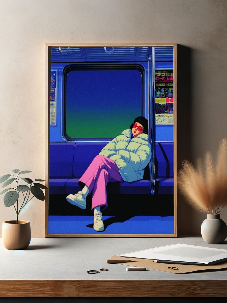 Chic Subway Dreamer — Digital Art Print. — room view 2