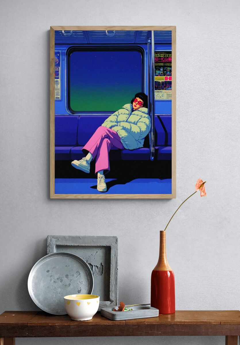 Chic Subway Dreamer — Digital Art Print. — room view 3