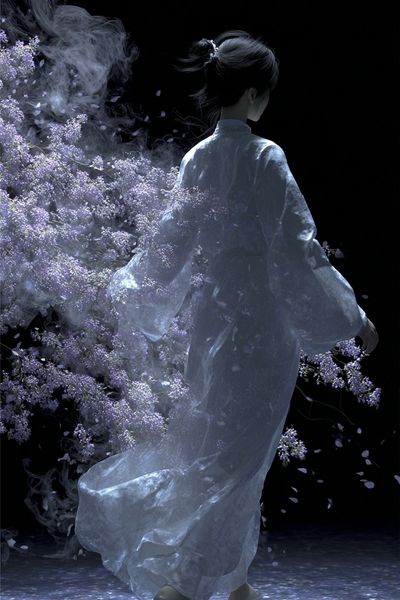 Mystical Woman in Kimono — Digital Art Print. poster print