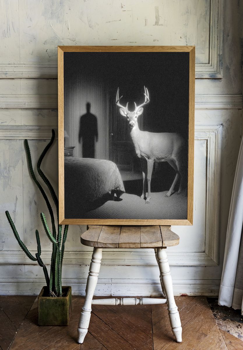 Deer in Shadow — Fine Art Print. — room view 1