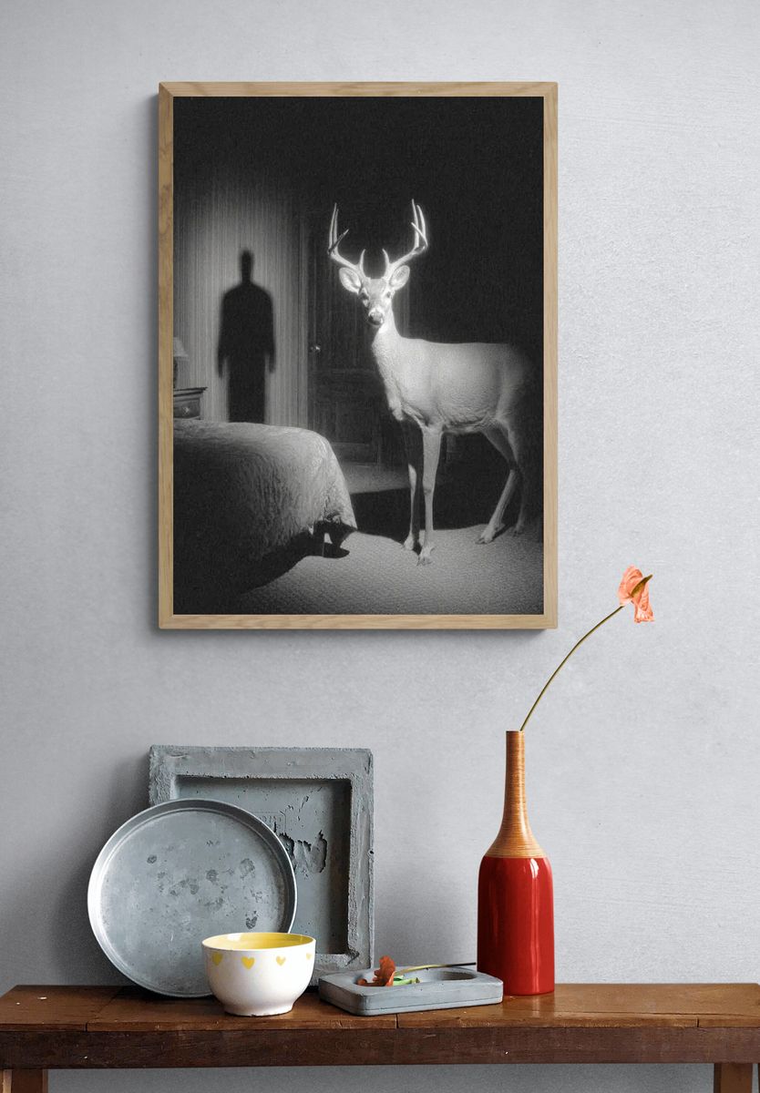 Deer in Shadow — Fine Art Print. — room view 3