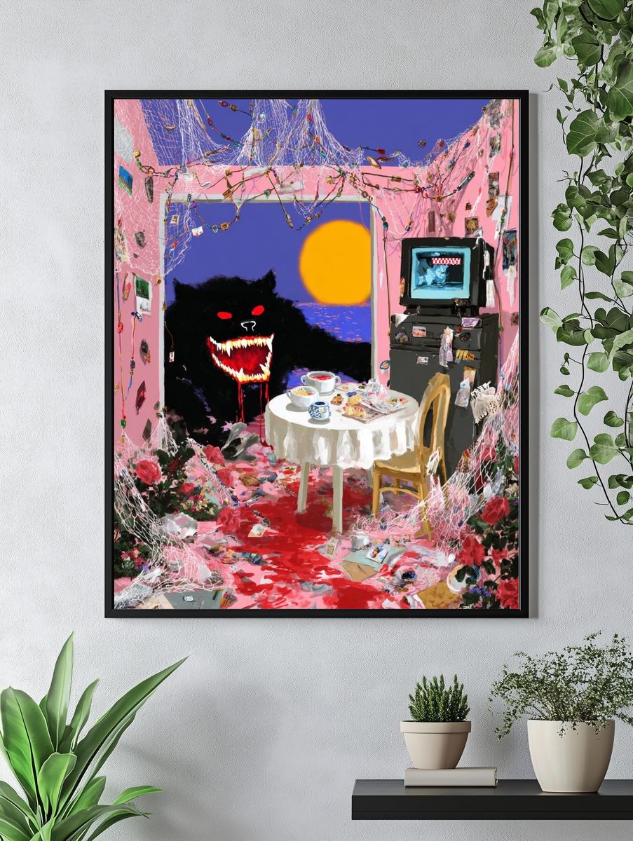 Surreal Room with Monster — Digital Art Print. — room view 4