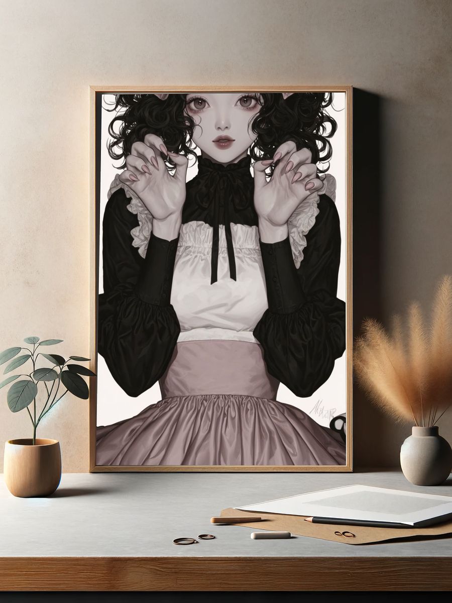 Maid Character — Digital Art Print. — room view 2