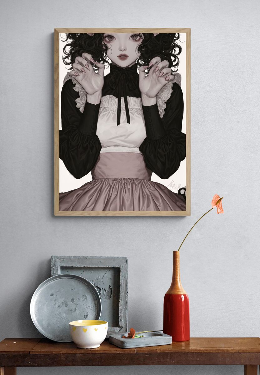 Maid Character — Digital Art Print. — room view 3
