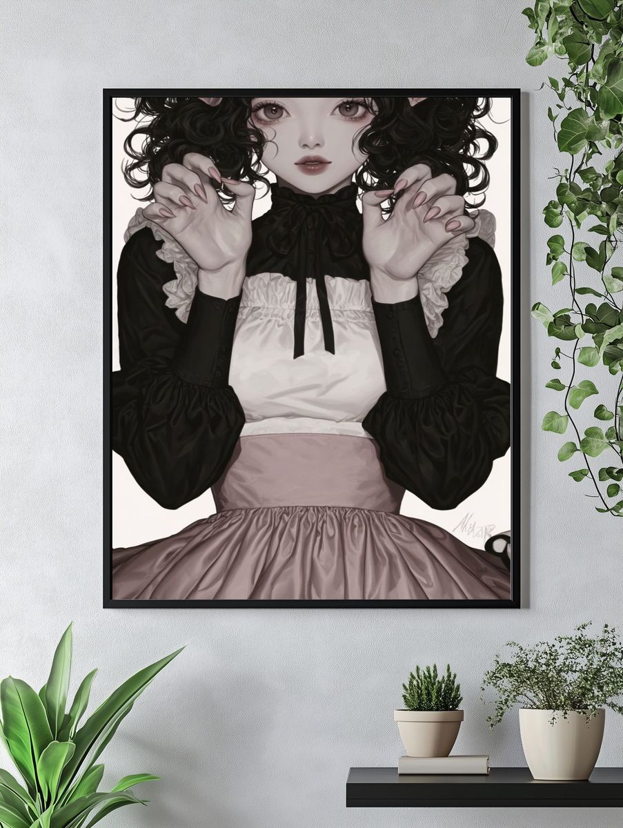 Maid Character — Digital Art Print. — room view 4