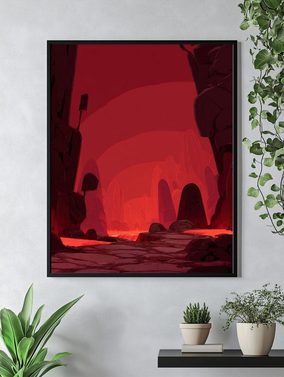 Fiery Landscape — Digital Art Print. — room view 4