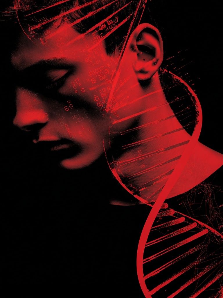Red DNA Abstract Poster. poster — abstract art