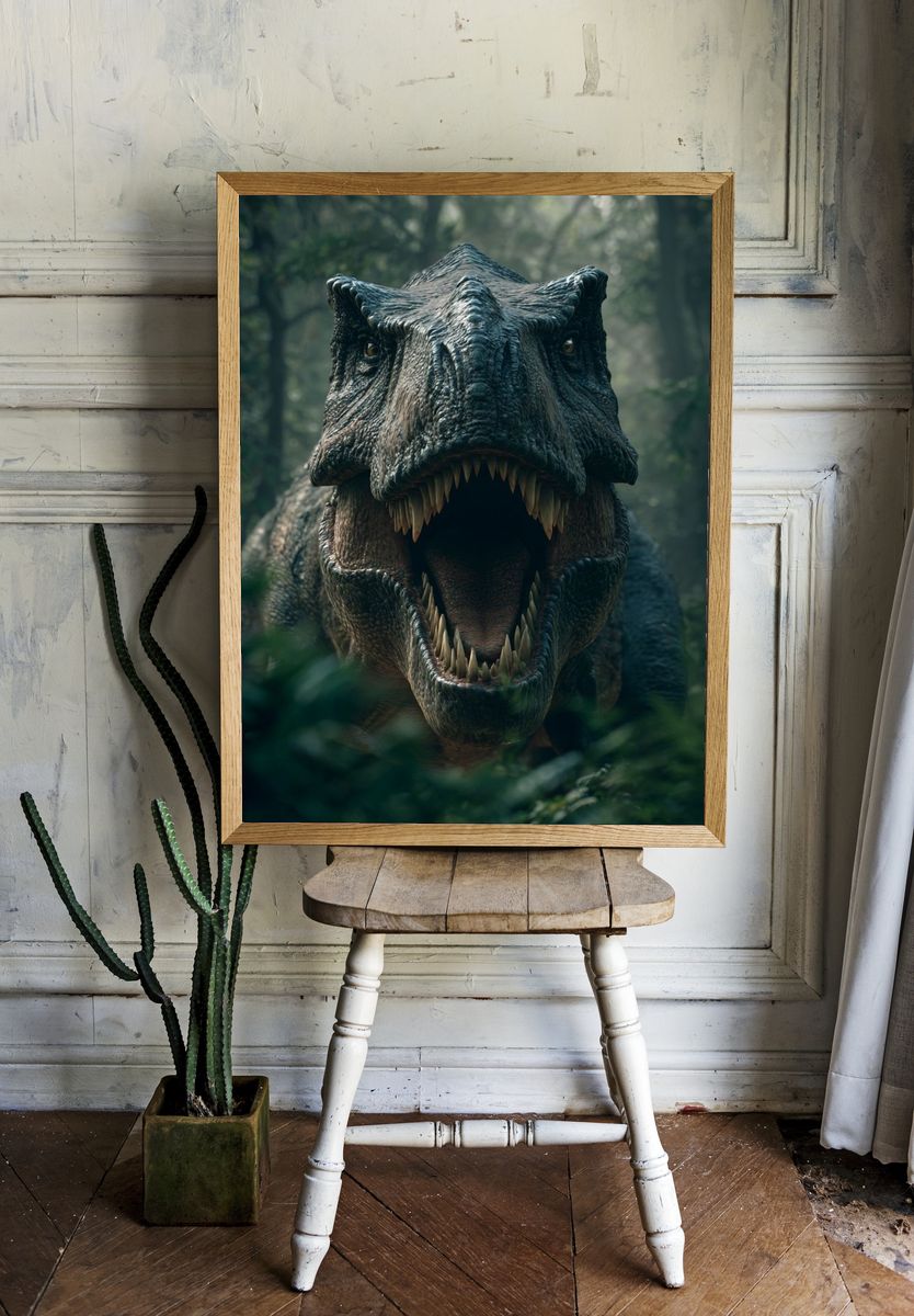 Tyrannosaurus Rex — Dinosaur Art Print. — room view 1