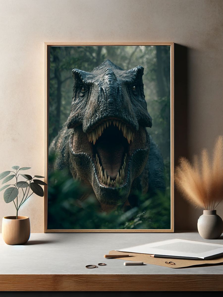Tyrannosaurus Rex — Dinosaur Art Print. — room view 2