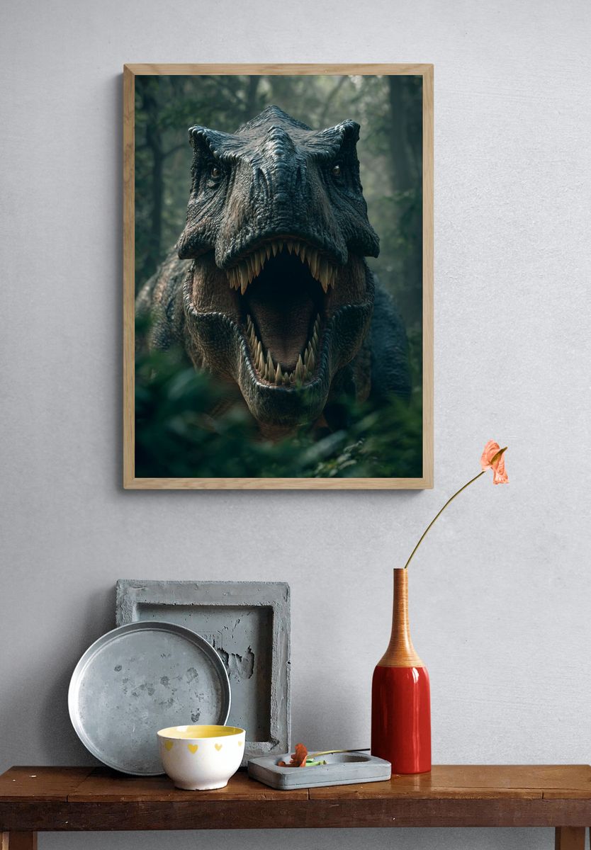 Tyrannosaurus Rex — Dinosaur Art Print. — room view 3