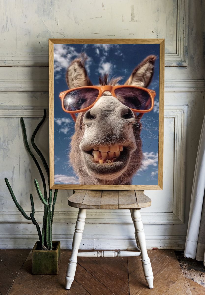 Smiling Donkey in Sunglasses — Funny Print. — room view 1