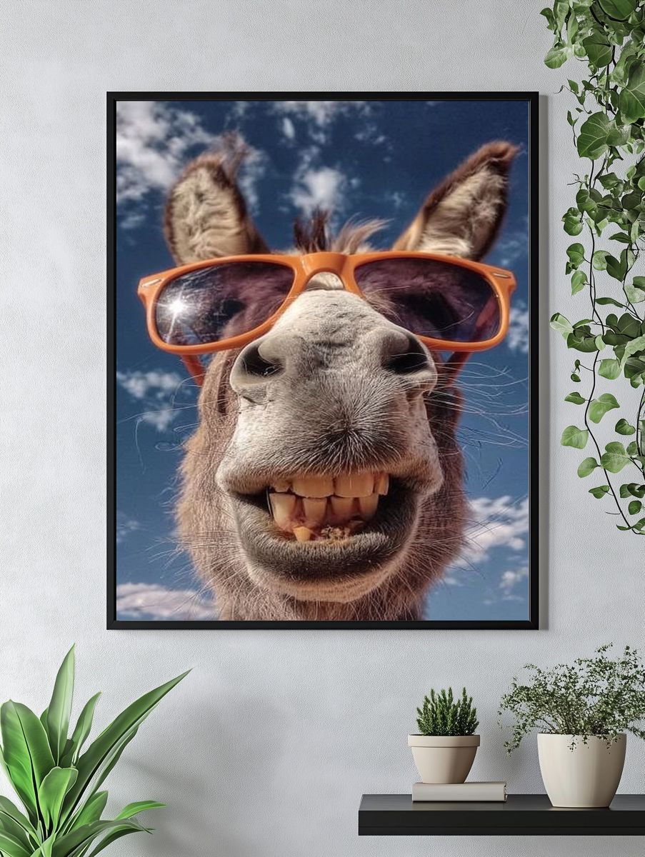 Smiling Donkey in Sunglasses — Funny Print. — room view 4